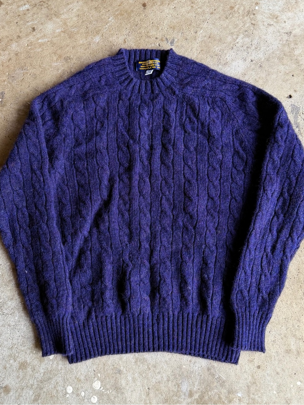 Brooks Brothers Cable Knit Crewneck Sweater - Deep Purple